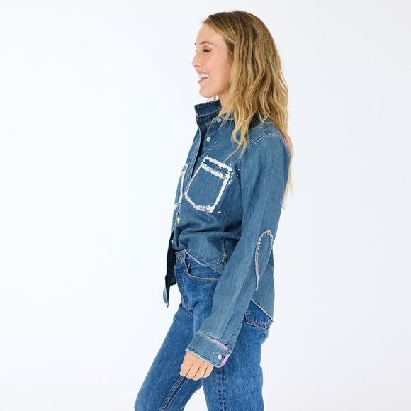 Kerri Rosenthal Pia Western Studio Shirt Top Long Sleeve Printed XS NWD 284549 - Picture 6 of 14